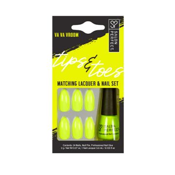 Salon Perfect Tips & Toes Kit Va Va Vroom Matching Lacquer & Nail Set