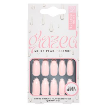 A front view of Salon Perfect Glazed Short Artificial Nail set in packaging
