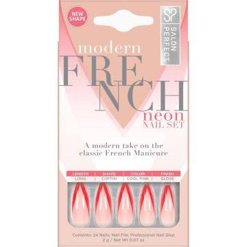 Salon Perfect Modern French Neon Nail Set, Orange