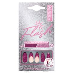 A front view of Salon Perfect Flash Fuchsia French  Artificial Nail set in packaging
